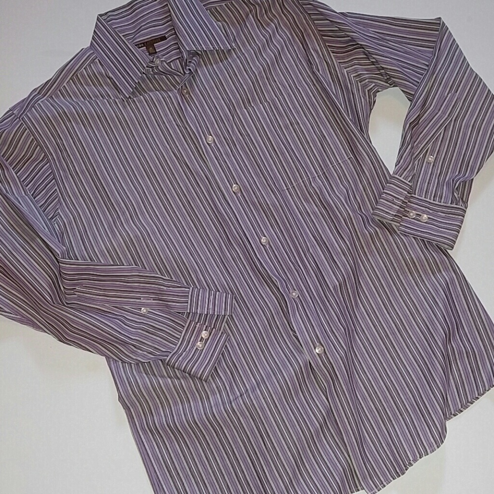 BCBG Attitude Men's Button Stripe Shirt 15 1/2